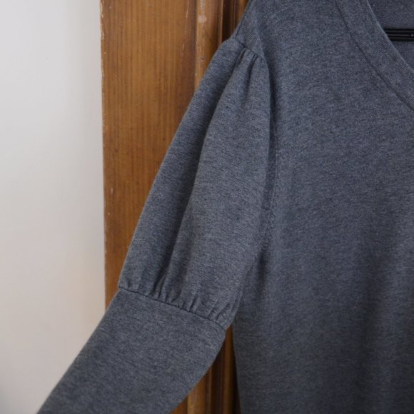 525 America Gray Long Puff Sleeve V-Neck Sweater Womens Size Large - Picture 3 of 14